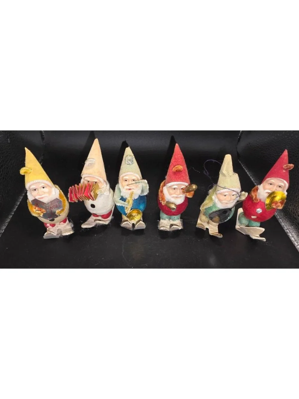 Vintage Pixie Gnome Musician Skiers Christmas Decor Made in Japan